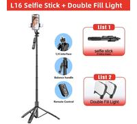 FANGTUOSI-Trépied Selfie Stick sans fil,monopode pliable avec lumière LED pour caméras d'action Gopro,smartphones,prise de vue en direct - Type With Two Light