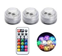 FANGWSSIBEI Lot de 3 mini lampes LED submersibles avec télécommande, lumières sous-marines colorées et étanches, coque en ABS, bougies chauffe-plat pour piscine, étang, fête, lanterne en papier