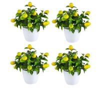 Fangxuee 4 Pack Artificial Potted Lemon Faux Citronniers Arbre avec Pot pour Décoration Intérieure Intérieure Extérieure