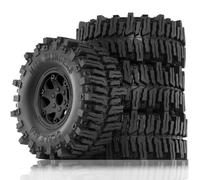 Fangxuee 4 Pièces 130 mm 2,2 Pouces Beadlock Jante de Roue en Caoutchouc Ensemble de Pneus pour 1/10 RC Crawler Car Axial SCX10 Wraith RR10 Capra RBX10 TRX4, C