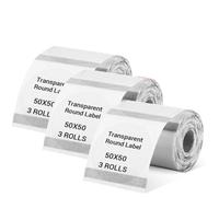 Fangxuee 50x50 mm Round Transparent Thermal Label Roll Strong Adhesive Adapté pour M110 / M200 M120 / M220 E210 / P50