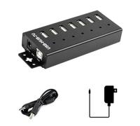 Fangxuee Adaptateur D'Extension de Port Hub Industrial 7-CH USB 2.0 avec Une Alimentation Électrique 5V pour la Prise Linux EU WIN11 / 10/8