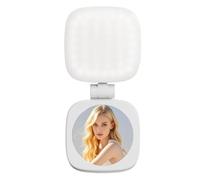 Fangxuee Ajustement à 180 ° Flip et Miroir Intégré Light Mobile Phone Mobile Phone Ring Light for Live Streaming Magnetic Mobile Phone Selfie Ring White