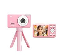 Fangxuee Appareil Photo Numérique Caméra Vidéo Numérique 4K Écran HD de 2,88 Pouces 18x Enregistreur Vidéo Lumière LED de Remplissage Batterie 800mAh Appareil Photo Compact pour Vlog Rose