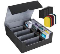 Fangxuee Boîte de Rangement pour Cartes à Échanger, Étui pour de Cartes, Boîte Magnétique pour Cartes Noir + Gris