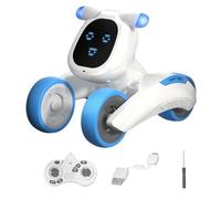 Fangxuee Chiot Robot Intelligent Jouet Robot Chien RC Danse Interactif Animal Domestique Programme Voix Controle Intelligent Cadeau pour Enfants Bleu