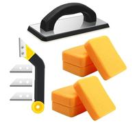 Fangxuee Chout de Coulis 6 Éponges, Carreaux de Conduite Bande de Scie à 3 Lame Outil de Retrait des Lames pour la Brique, le Plâtre, la Cloison Sèche, le Béton A