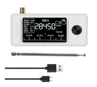 Fangxuee Compact Mini Radio Prend en Charge 0,5-108 MHz LSB/USB/AM/FM Bande Complète HF/SW/MW/VHF avec Récepteur de Signal D'Antenne Intégré Blanc