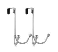 Fangxuee Crochets Doubles en Métal pour Suspendre au Dos de la Porte, 2 Paquets de Crochets pour Accrocher Manteaux, Chapeaux, Peignoirs, Serviettes