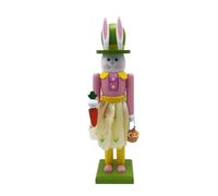 Fangxuee Décorations en Casse-Noisettes en Bois Lapin de Pâques Casse-Noisette en Bois Figure de Casse-Noisette de Pâques B