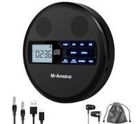 Fangxuee Discman avec Lecteur CD Bluetooth Multifonctionnel, Écouteur FM, Machine d'apprentissage Répéteur, Haut-Parleur Stéréo USB Noir