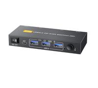 Fangxuee DP USB Switch Monitor KVM Switch 8K @ 60Hz, avec Les Ports USB 3.0 Partagent Le Clavier de Souris et Le Moniteur Plug EU