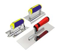 Fangxuee Ensemble D'Outils en Béton en Acier Inoxydable à Manche Plat 3 Pièces, Comprenant Une Truelle, Une Truelle et Une Taloche.