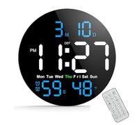 Fangxuee Horloge Murale Numérique, Horloge Murale de 10 Pouces avec Grand Écran LED Affichage des Secondes Un Bouton Bouton Muet Luminosité Automatique