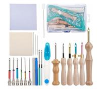 Fangxuee Kit de 35 Aiguilles à Poinçonner en Bois, Outil D'Aiguille à Poinçonner Réglable pour à Broder, Point de Croix, Débutant