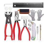 Fangxuee Kit D'Outils de Coupe-Verre 16 Pièces, Pince à Molette pour Mosaïque de 8 Pouces, Pince à Verre de 8 Pouces, Pince à Brise-Vitre de 6 Pouces, Coupe