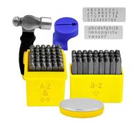 Fangxuee Kits D'Estampage en Métal - Ensemble de Poinçons Alphabet, Tampons Métalliques pour la Fabrication de, Kit D'Estampage de Chiffres et de Lettres en Acier pour le Cuir