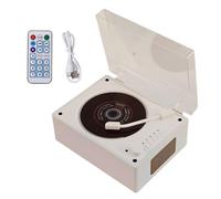 Fangxuee Lecteur D'Album Rechargeable Rétro Compatible Bluetooth 5.1, Version Améliorée avec Couvercle Anti-Poussière, et Portable, Connexion sans et Filaire, de Couleur Bois Blanc.