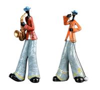 Fangxuee Lot de 2 Figurines de Musiciens de Jazz Vintage en Résine, Ornement de Bureau, Sculpture Rétro, Décoration D'Intérieur