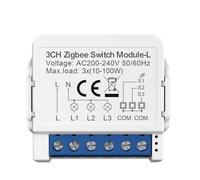 Fangxuee Module de Commutation Intelligent Tuya Zigbee 3.0 Single Fire Switch, Contrôle Bidirectionnel, Support de Contrôle Vocal, Domotique DIY 3 Gangs