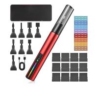 Fangxuee Outil de Ponçage de Détail à Mouvement Alternatif, Stylo Électrique Rechargeable USB avec 12 Feuilles de Papier de Verre Autocollantes