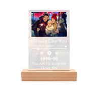 Fangxuee Plaque Photo Musicale en Acrylique Personnalisé avec LED Night Light Mother S Gift Photo Cadre pour Les Couples