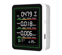 Fangxuee Pour les Chambres, les Tentes Cultivées Moniteur de Qualité de L'Air, la Température CO2 Température Humidité Humidité TVOC Détecteur pour les Espaces Intérieurs Blancs