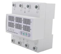 Fangxuee Protecteur de Surtension et de Sous-Tension Triphasé Réglable, Voltmètre, Ampèremètre, Moniteur, Protection de Limite de Courant sur Rail DIN 3P4W 100A