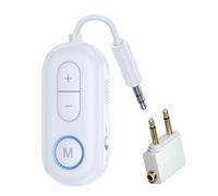 Fangxuee Transmetteur Récepteur Audio Bluetooth 5.4 3,5 mm AUX HiFi Adaptateur Stéréo avec Microphone pour Voiture, Avion, TV, PC, Haut-Parleur Blanc