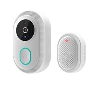 Fangxuee Tuya WiFi Vidéo Sonnette Sans HD Caméra IR Alarme Sécurité Smart Home WiFi Interphone Sonnette Caméra pour Maison Blanc