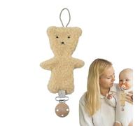 FANGZ Sangle de sucette, clip porte-sucette - Porte-sucette ours en peluche | Clip de sucette apaisant, Clip de support de jouet de dentition pour la plupart des sucettes de bébé, accessoire pour bébé