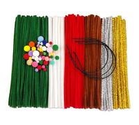 FANGZIDM 353 Pièces Bricolage Craft Kit Comprend 300 Fil Chenille 300x6mm, 50 Pompons de 1-2cm, 3 Bandeaux | Idéal pour Festivals et Fêtes décoration comme Noël