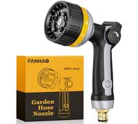 FANHAO Pistolet arrosage robuste, pistolet d'arrosage métallique avec 10 modes de pulvérisation, contrôle au pouce, buse haute pression pour l'arrosage des plantes, lavage de voiture, jaune