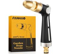 FANHAO Pistolet d Arrosage, Pistolet de Tuyau d'Arrosage en Métal Robuste avec 4 Modes de Pulvérisation, Contrôle du Pouce, Vanne On/Off pour Jardin, Voitures et Animaux