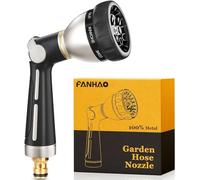 FANHAO Pistolet d Arrosage, Pistolet de Tuyau d'Arrosage en Métal Robuste avec 8 Modes de Pulvérisation, Contrôle du Pouce, Vanne On/Off pour Jardin, Voitures et Animaux