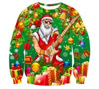 Fanient Christmas Jumper pour Hommes Femmes Ugly Christmas Sweatshirts Funny Muscle Santa Claus Print Pullover Merry Christmas Party Pullover M