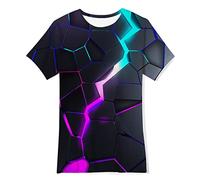 Fanient Enfants T-Shirts Garçons Filles Unisexe Imprimer T-Shirt 3D Lava Crack Graphique Drôle T-Shirt pour L'été 15-16 Ans XL