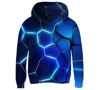 Fanient Garçons Polaire Pull Enfants 3D Bleu Lave Veste Halloween Pull Filles Manches Longues Sweats 14-16 Ans,3XL