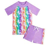 Fanient Maillot de Bain Fille Deux pièces Maillot de Bain Fille Belle Licorne colorée Maillot de Bain imprimé Maillot de Bain pour Filles 7-8 Ans