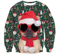 Fanient Pull de Noël pour Homme,Chemise Unisexe à Manches Longues,Motif Chien Amusant,Sweat-Shirt de Noël, Pull pour Homme,XXL