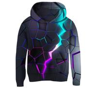 Fanient Pull Garçons Enfants Pull Imprimé Lave 3D Filles Sweat à Capuche Cool avec Poches Sweat Polaire pour Enfants 14-16 Ans,3XL