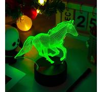 Fanimyholy 3D Lampe Cheval, Veilleuse Cheval pour Enfant, Veilleuses pour Enfants, 16 Couleurs à Commutation Libre, Alimentation par USB et Batterie, Interrupteur à Effleurement, Cadeau Surprise pour