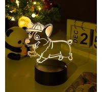 Fanimyholy 3D Lampe Chien, Veilleuse Chien pour Enfant, Illusion 3D Lampe, 3D Veilleuse Chien en Train de Courir, 16 Couleurs au Choix, Alimentation par USB ou Batterie, Interrupteur Tactile