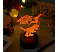 Fanimyholy 3D Veilleuse Dinosaure, 3 Motifs（T-Rex,Tricératops,Ptérodactyle） | 16 Couleurs de Commutation Libre, USB et Batterie, Interrupteur Tactile, un Cadeau Surprise pour les Enfants