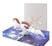 Fanimyholy Carte Pop Up Licorne, Carte Anniversaire Licorne 3D, Car-te Anniversaire Pop Up, Sculpture en Papier Tridimensionnelle de Licor-ne Mignonne, Cadeau Surprise pour la Famille, les Amis
