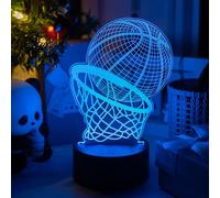 Fanimyholy Lampe Basketball 3D, Veilleuse Basketball 3D, Veilleuse pour Enfants, 16 Couleurs de Commutation Libre, USB et Batterie, Interrupteur Tactile, un Cadeau Surprise pour les Enfants