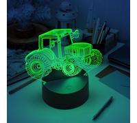 Fanimyholy Veilleuse 3D Tracteur pour Enfant, 16 Couleurs, USB et Batterie