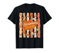 Fanion à Rayures avec nœud pour l'automne ergothérapie OT T-Shirt Graphique avec Valeur