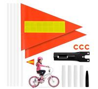 Fanion de Vélo Sécurité pour Remorque Enfant,Drapeau De VéLo De SéCurité 1,8 M Hauteur RéGlable RéFléChissant Haute Visibilité Fanion Double Face Pour Remorque De VéLo Pour Remorque, Camions, Vtt