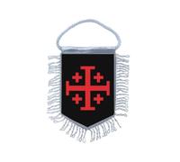 Fanion Mini Drapeau Croix de Jerusalem Chevalier templier Noir